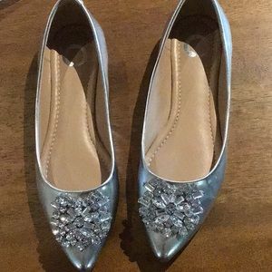 Silver embellished flats